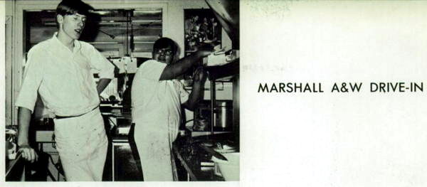 A&W Restaurant - Marshall - 1102 W Michigan Ave - Old Yearbook Ad (newer photo)